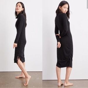 ANTHROPOLOGIE Emily Ruched Turtleneck Midi Dress